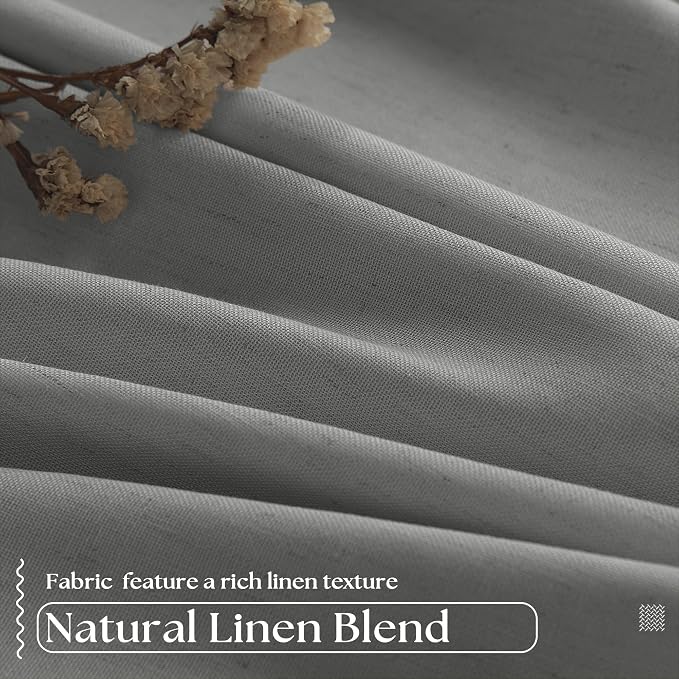 Charcoal Grey Pinch Pleated 100% Blackout Linen 96 Inch Bedroom Curtains | - Image 5