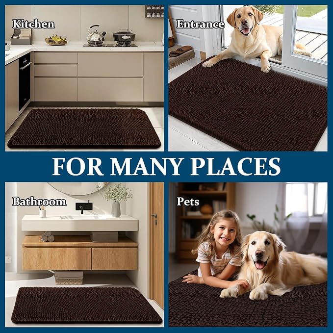 OLANLY Dog Door Mat for Muddy Paws 47x24, Super Absorbent Chenille Mud Mat | - Image 8