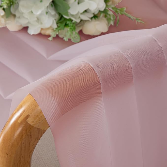 Blush Pink Sheer Curtains 96 Inches Long 2 Panels - Image 5