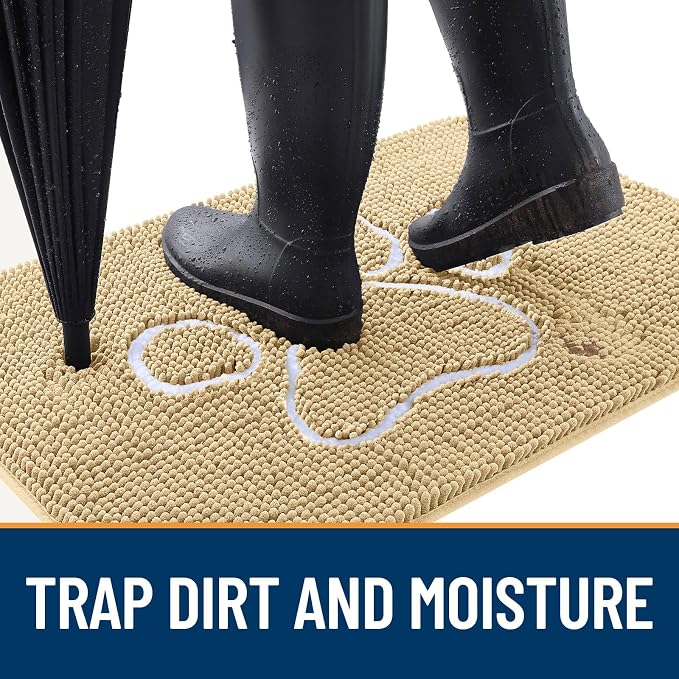 OLANLY Dog Door Mat for Muddy Paws 70x32, Paw Print Design Chenille Mud Mat | - Image 2