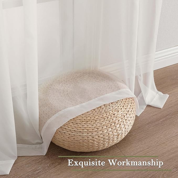 Ivory Sheer Curtains 90 Inches Long 2 Panels, Light Filtering Airy Voile - Image 9