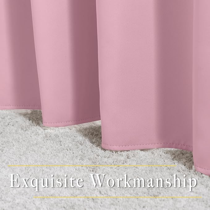 NICETOWN Rouge Pink Blackout Curtains 84 inch Length, Grommet Top Room - Image 5