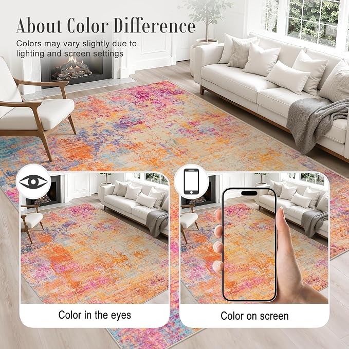 5x8 Area Rug Living Room: Modern Washable Soft Carpet Galaxy Haze | - Image 5