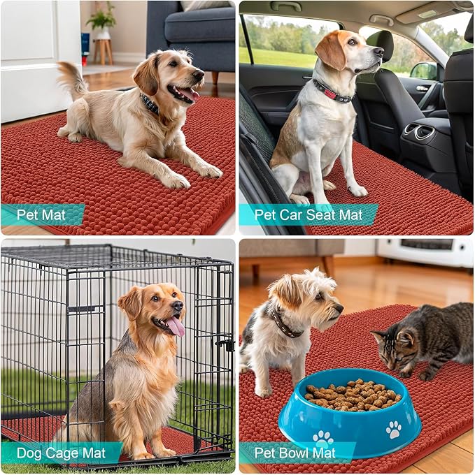 OLANLY Dog Door Mat for Muddy Paws 40x24, Super Absorbent Chenille Mud Mat | - Image 7