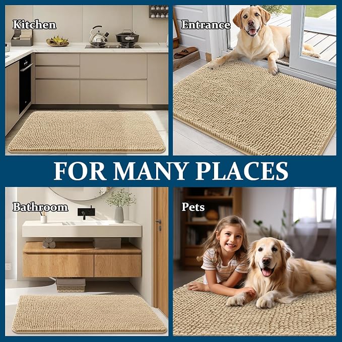 OLANLY Dog Door Mat for Muddy Paws 30x17, Super Absorbent Chenille Mud Mat | - Image 8