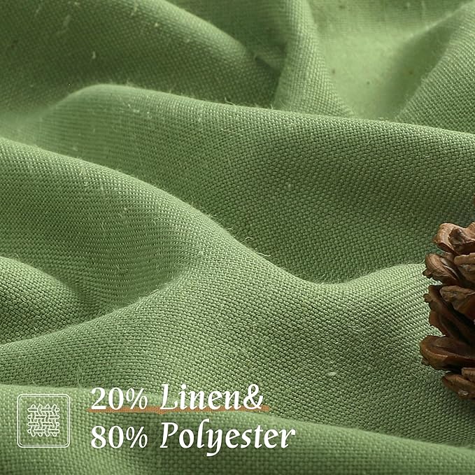 Green Semi Sheer Linen Curtains - Image 2