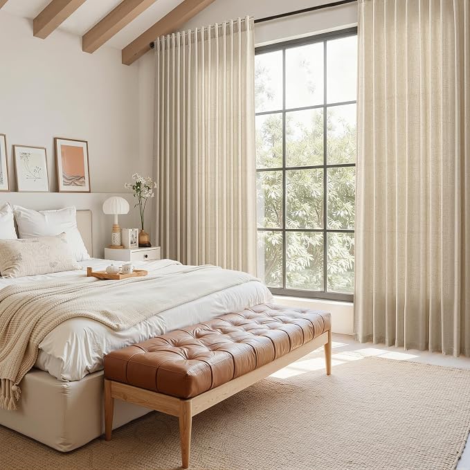 Taupe Burlywood Linen Curtains for Living Room 98 Inches Long Light Filtering - Image 7