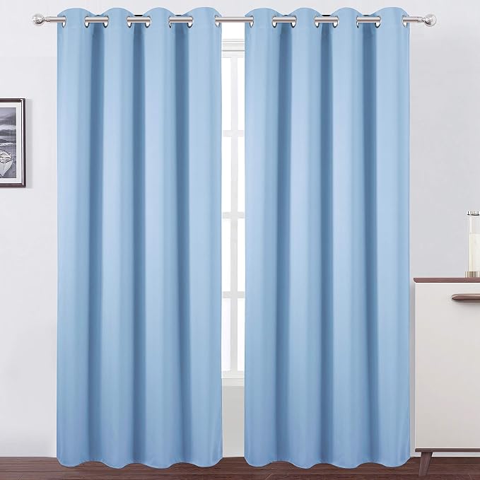 Sky Blue Thermal Blackout Curtains/52 x 84 Inch/Set of 2 Panels Room Darkening by Lemomo