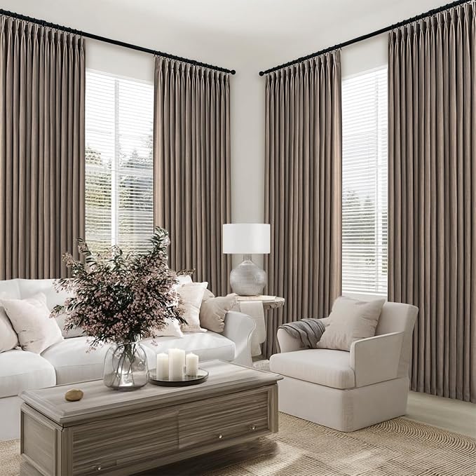 Topfinel 84 Inches Long Pinch Pleated Semi Sheer Curtains, Dark Flax Blended - Image 7