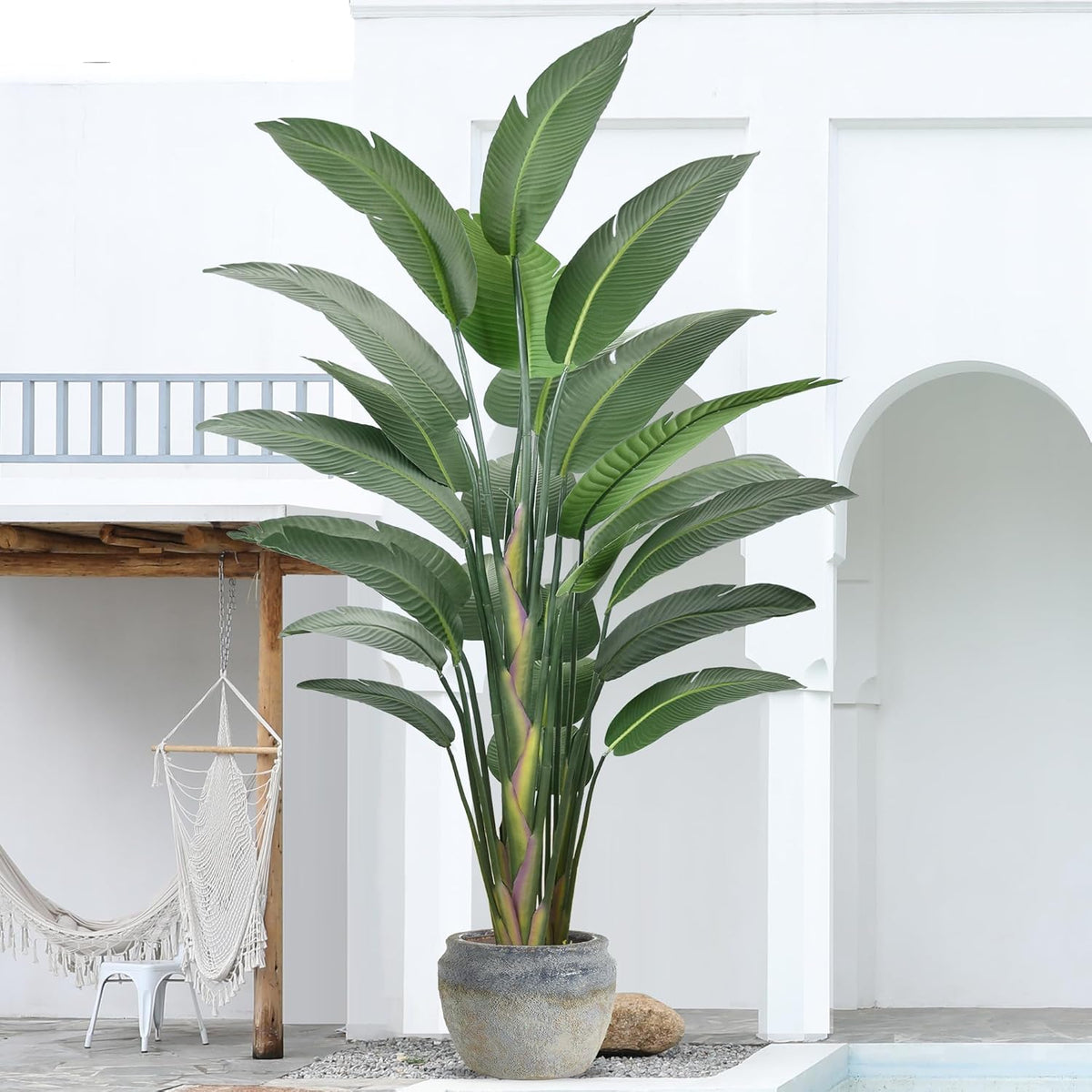 9FT Artificial Bird of Paradise Tree(108in) Tall Faux Plant with Large Trunks and Realistic 25 Leaves, Fake Tropical Floor Potted Artificial Plants for Home Office Indoor Decor (9feet,1Pack)
