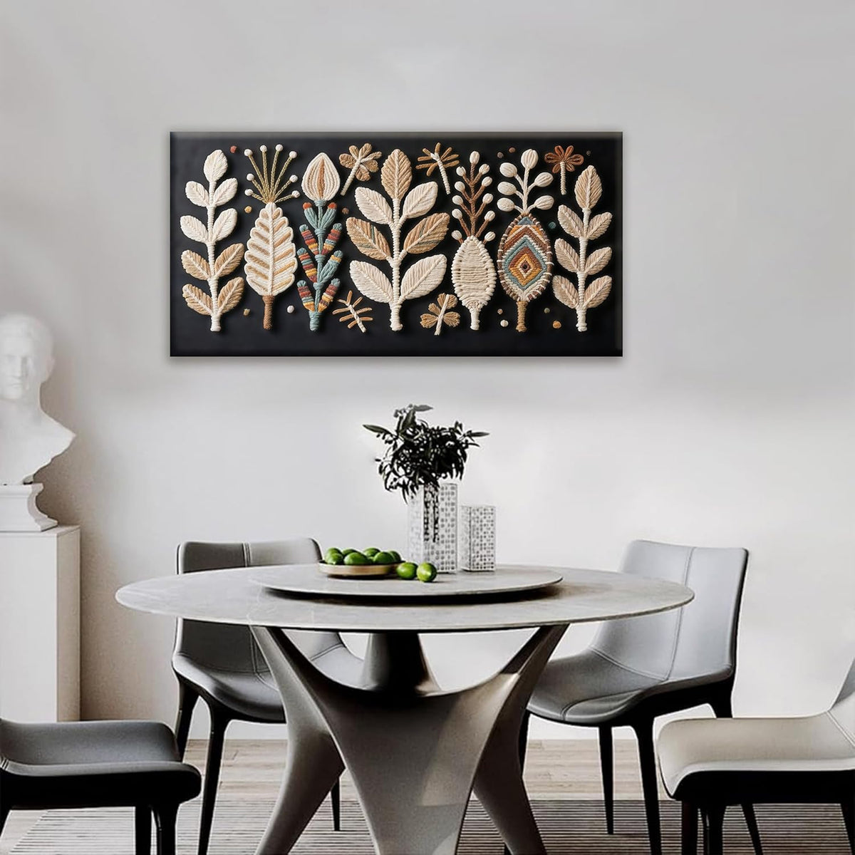 Tsomzxng Boho Black Wall Art Modern Wall Art Bohemian Feather Canvas Wall Art Decor For Apartment Dorm Living Room Bedroom Nursery Backdrop Home Wall Decor20 W X 40" L