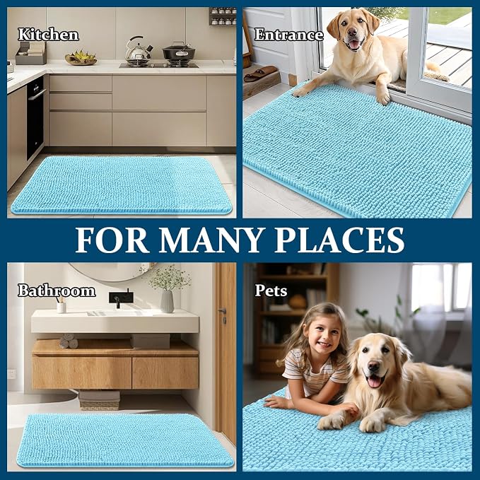 OLANLY Dog Door Mat for Muddy Paws 47x20, Super Absorbent Chenille Mud Mat | - Image 8