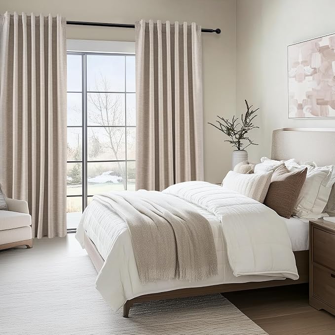 Topfinel Light Blocking Rustic 96 Inch Long Linen Curtains 2 Panel Set - Image 7