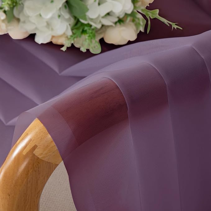 Plum Sheer Curtains, Sheer Curtains 78 Inches Long 2 Panels Set, Rod Pocket - Image 4
