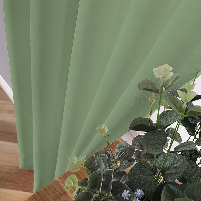 Tollpiz Sheer Curtain Linen Textured Bedroom Curtains Sheer Light Filtering Rod - Image 3