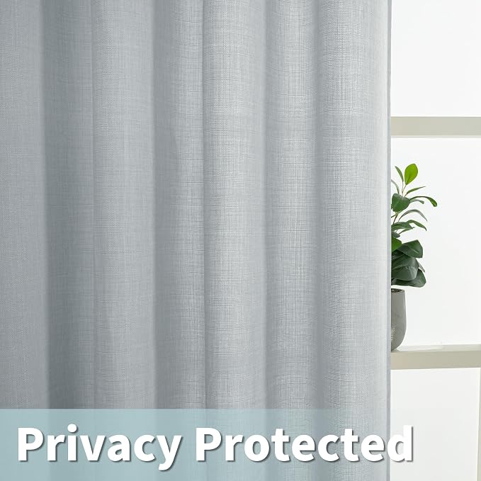 Haze Blue Linen Curtains 95 Inch Length - Image 4