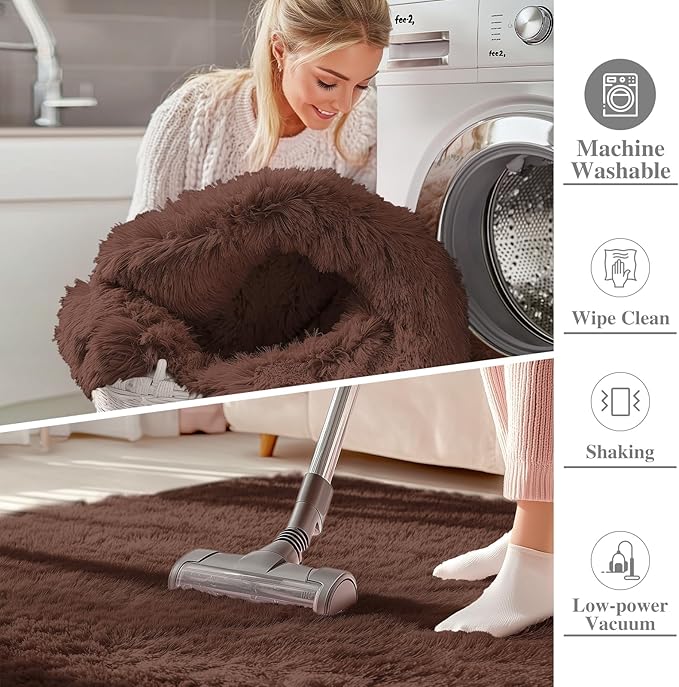 OLANLY 2x2 Machine Washable Small Rug, Soft Fluffy Shaggy Throw Rug - Image 2