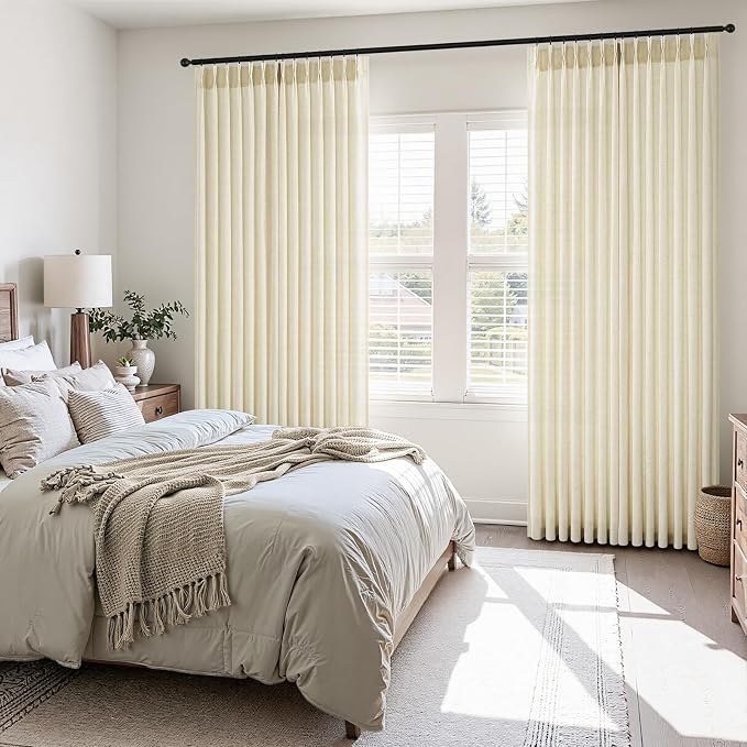 Topfinel 108 Inch Pinch Pleated Curtains 2 Panels, Cream Semi Sheer Curtains - Image 2