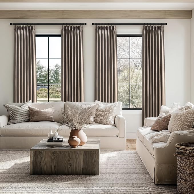 Topfinel Pinch Pleated Curtains 90 Inches Long 1 Panels Set, Dark Flax Semi - Image 5