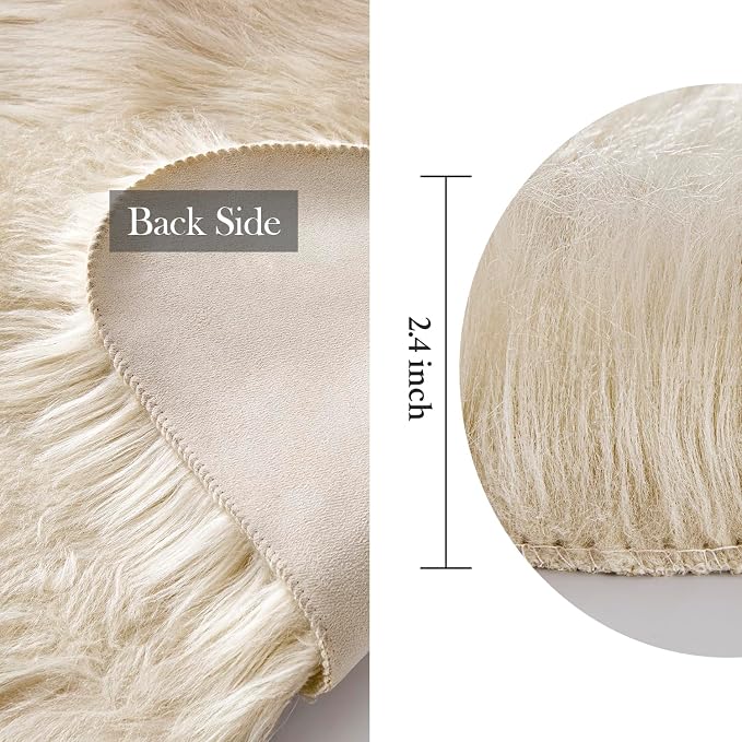 MIULEE Fluffy Area Rug 3'x5' Large Faux Fur Sheepskin Rug - Image 2