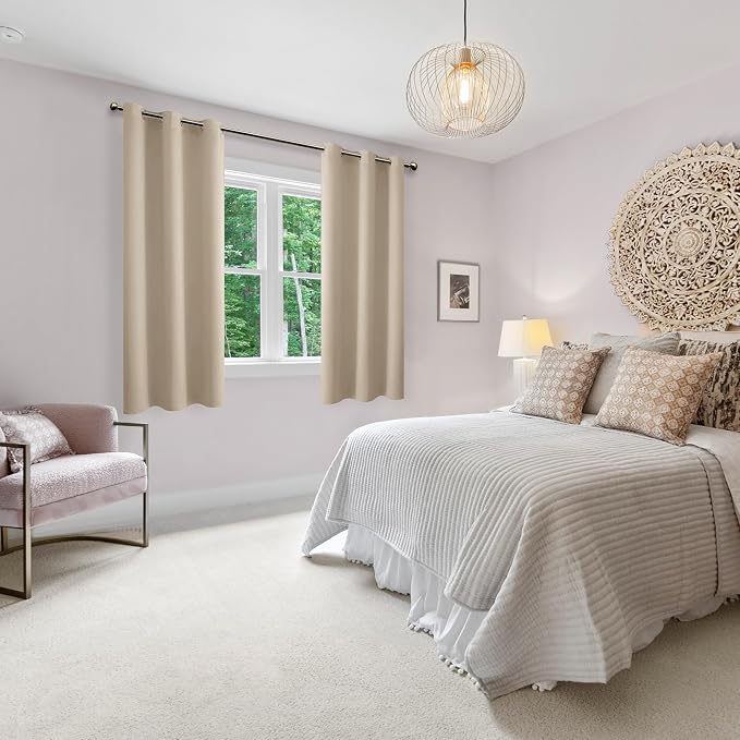 Blackout Curtains for Bedroom, 42 x 63 Inches Length Taupe 2 Panels | Thermal - Image 6