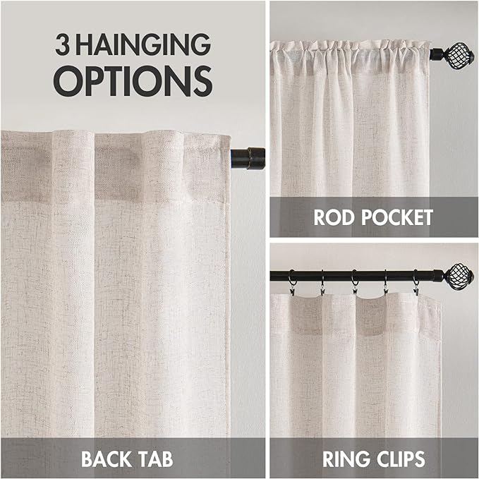 MIULEE White Linen Curtains 120 Inches Long - Image 3