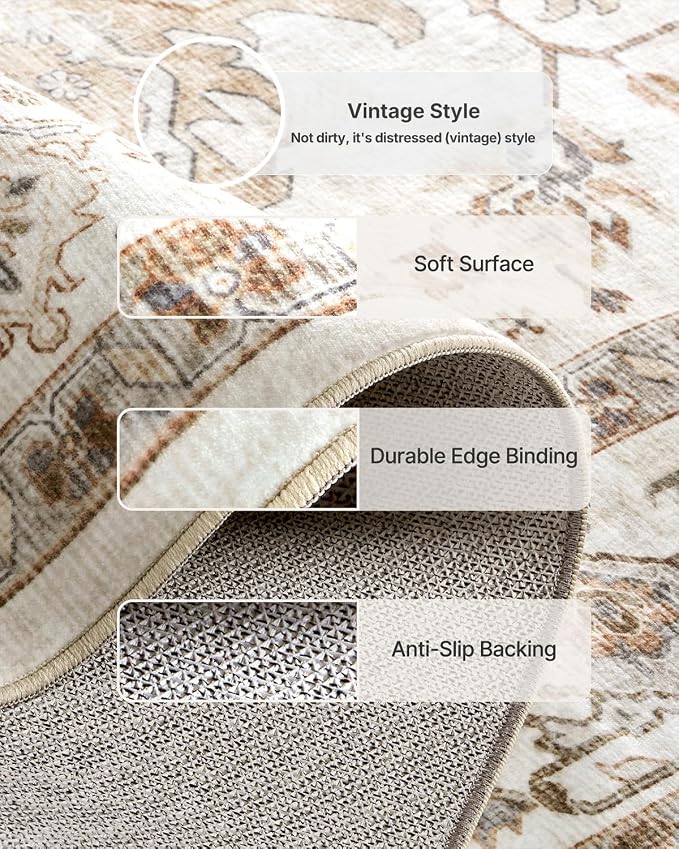 AMADA HOMEFURNISHING 2'6"x10' Washable Area Rug, Low-Profile Entryway Rug - Image 6