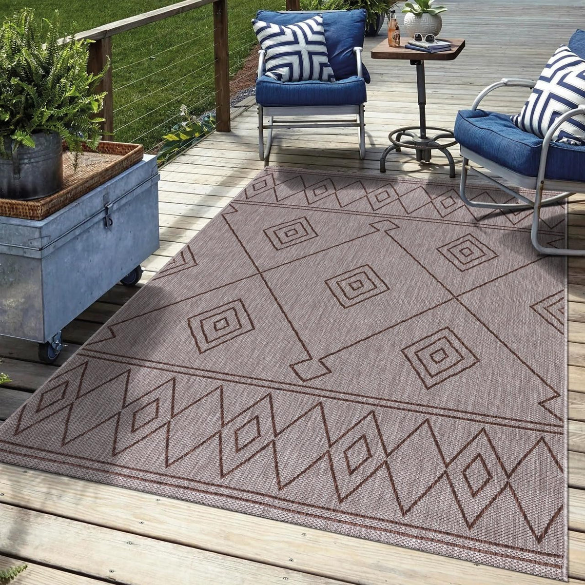 Keen Home Design Terrace Outdoor Area Rug - 8x10 Washable Indoor/Outdoor Rug for Patio, Kitchen, Balcony, Beach, Garden, Deck and Porch, Size: 7'7"x10'