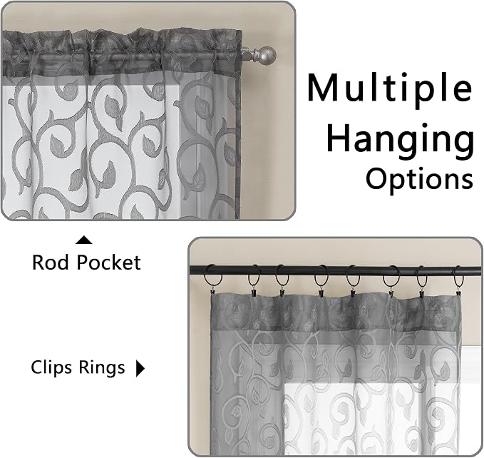 Furman Extra Long Sheer Charcoal Gray Curtains 96 inches Long - Image 4
