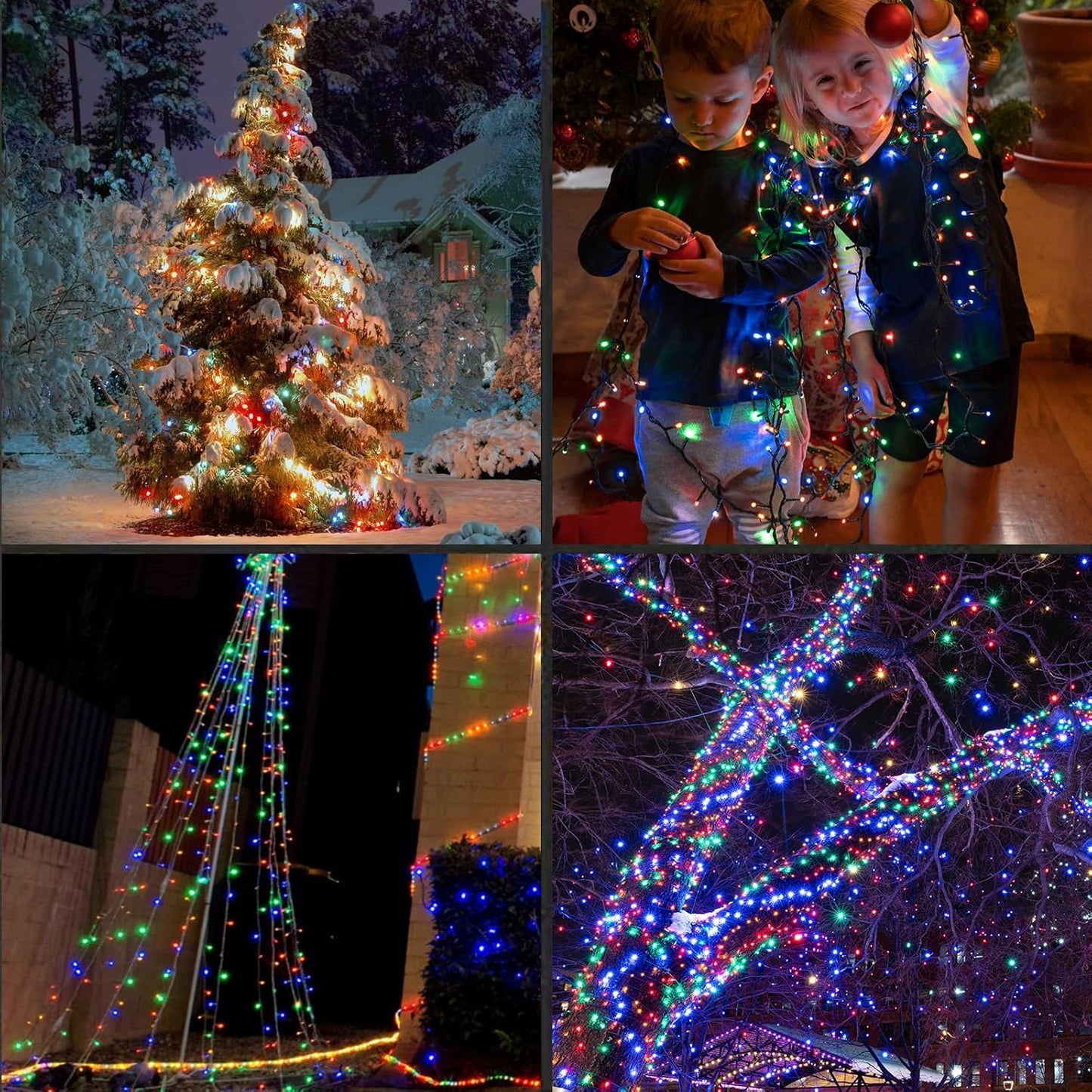 100Count (2pk of 50L) String Lights, LED Christmas Lights, 6" SPACING,Green Wire,Multicolour