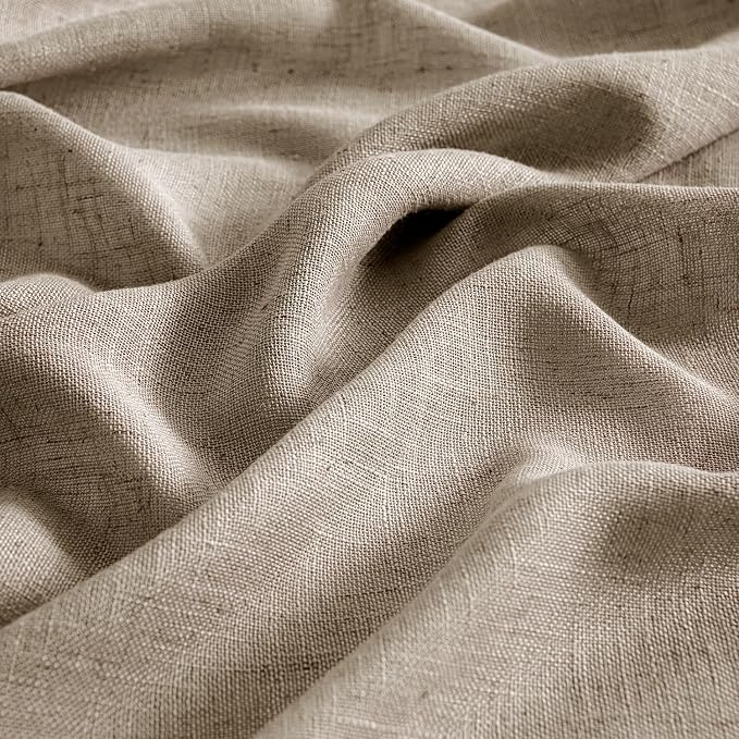 MIULEE Taupe Grey Linen Curtains 52x63 Inch Length 2 Panels - Image 4