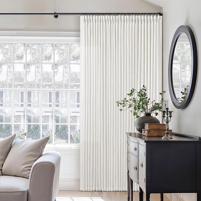 Beige White Pinch Pleated Linen Curtains 2 Panels 108 Inches Long | 400GSM - Image 9