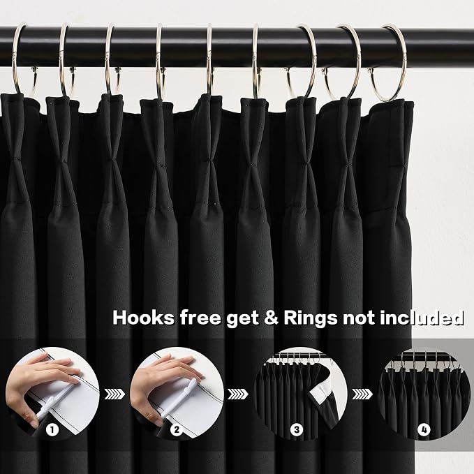Short Pinch Pleated Blackout Curtains 54 Inch Long 2 Panels - Image 2