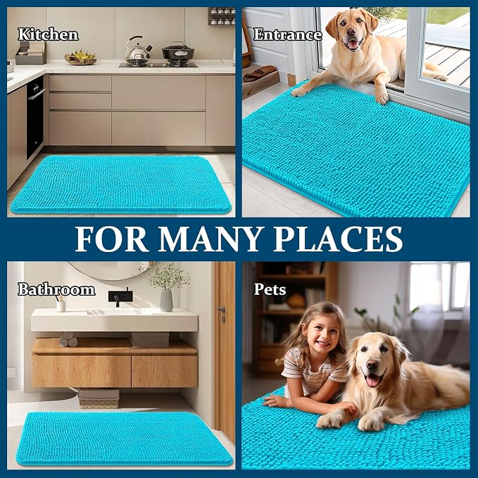 OLANLY Dog Door Mat for Muddy Paws 40x24, Super Absorbent Chenille Mud Mat | - Image 8