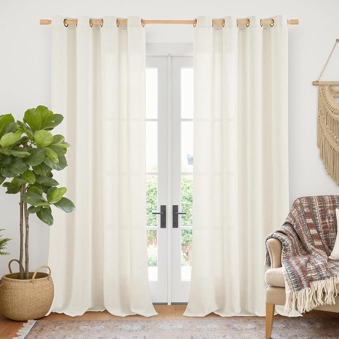 YoungsTex Extra Long Ivory Linen Curtains by YoungsTex
