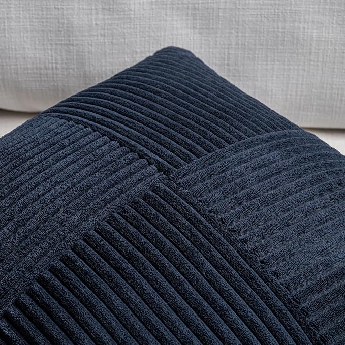 Fancy Homi Set of 2 Navy Blue Boho Long Lumbar Body Decorative Throw Pillow - Image 3