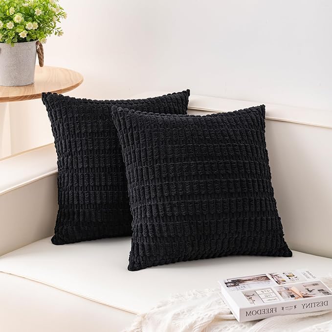 Aegero Pack of 2 Corduroy Decorative Throw Pillow Covers 24x24 Inch by Unknown