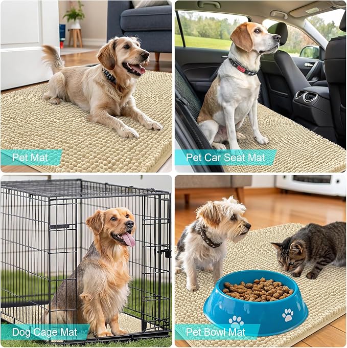 OLANLY Dog Door Mat for Muddy Paws 32x20, Super Absorbent Chenille Mud Mat | - Image 7