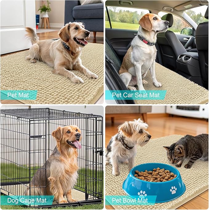 OLANLY Dog Door Mat for Muddy Paws 44x32, Super Absorbent Chenille Mud Mat | - Image 7