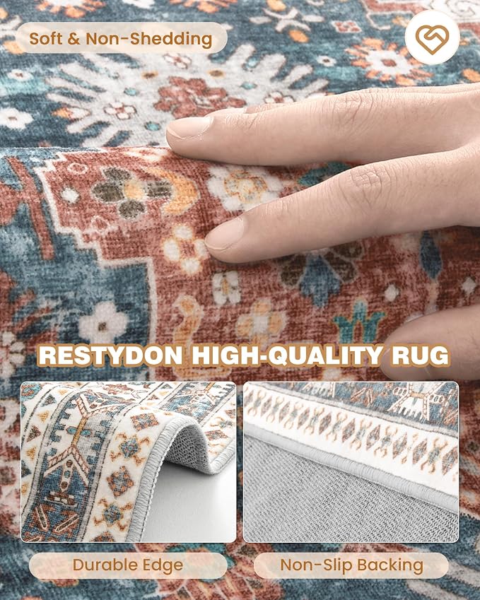 3x5 Washable Area Rug for Entryway Non Slip Kitchen Rugs, Floral Soft Living - Image 7