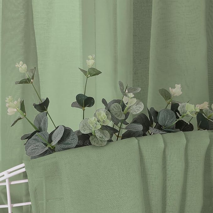 Tollpiz Short Sheer Curtains Linen Textured Living Room Curtain Sheers Light - Image 6