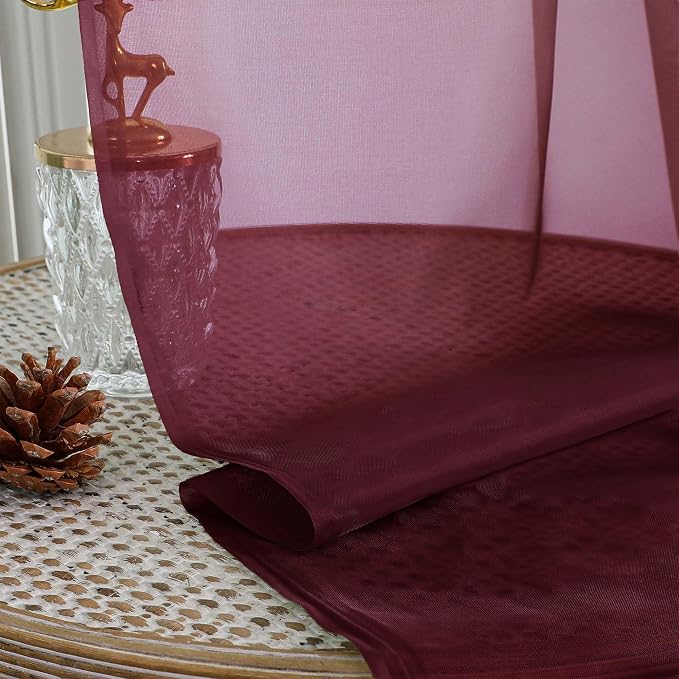 Wine Sheer Curtains 120 Inches Long 2 Panels Set, 59 Inch Extra Wide Soft Airy - Image 4