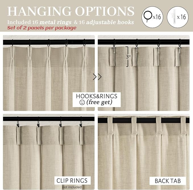 Extra Long 112 Inch Natural Linen Floor to Ceiling Curtains - Image 5