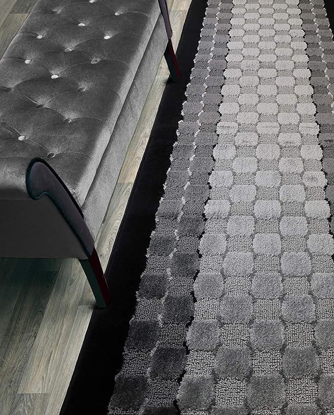 Custom Length Hallway Runner Rug, Slip Resistant, Checkered Black, 26 Inch X 22 by ORFAHOME
