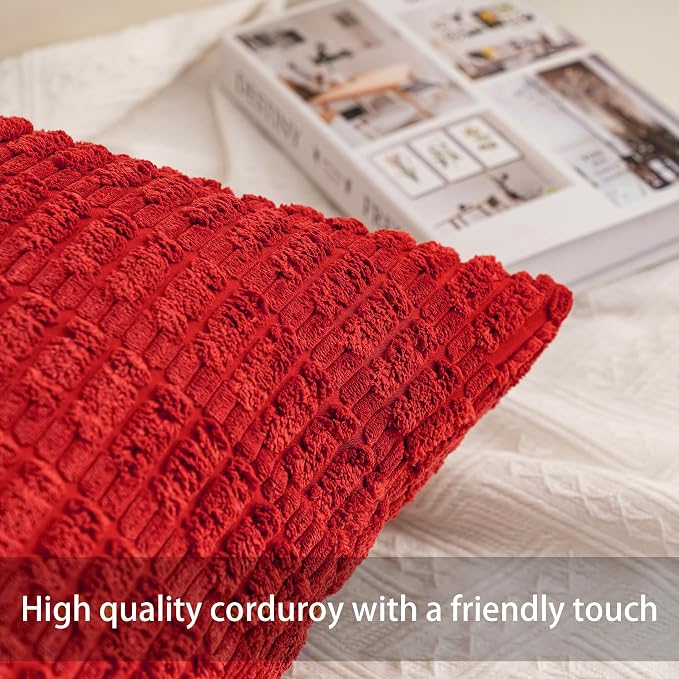 Aegero Pack of 2 Corduroy Decorative Throw Pillow Covers 16x16 Inch - Image 2