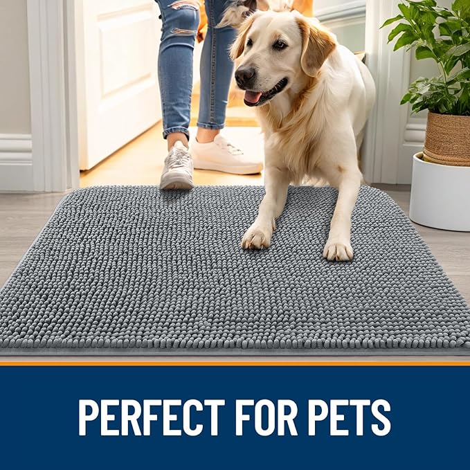 OLANLY Dog Door Mat for Muddy Paws 30x17, Super Absorbent Chenille Mud Mat | - Image 6