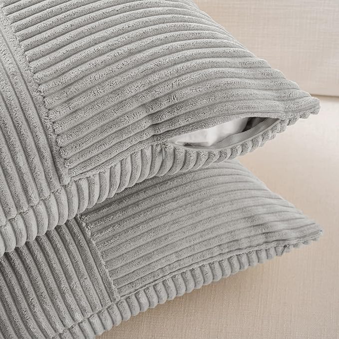 Fancy Homi 2 Packs Grey Decorative Throw Pillow Covers 22x22 Inch - Image 4