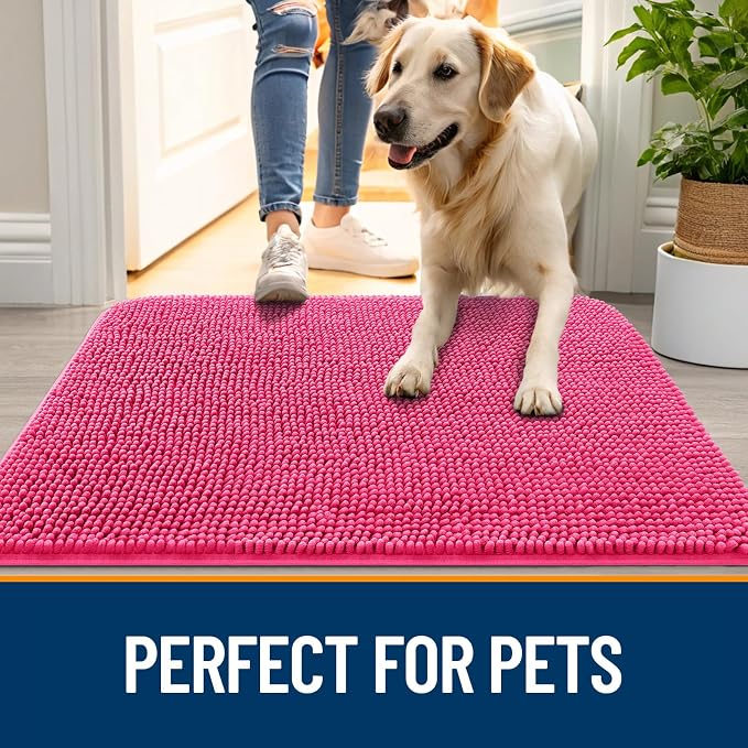 OLANLY Dog Door Mat for Muddy Paws 70x35, Super Absorbent Chenille Mud Mat | - Image 6