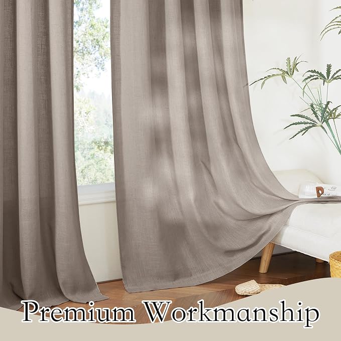 RYB HOME Sheer Curtains 102 inches, Extra Long Floor to Ceiling Curtains | Half - Image 5