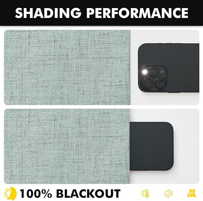 MIULEE 100% Blackout Linen Curtains 42 x 63 Inch Seafoam Green 2 Panels | - Image 7